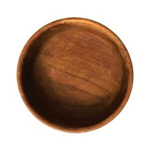 Vintage Wooden Serving Deep Plate Bowl Round Brown Dinning
